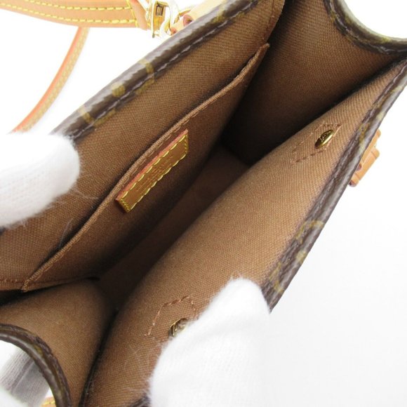 LOUIS VUITTON Petit Sac Plat Shoulder Crossbody Bag Monogram leather Used - Picture 5 of 11